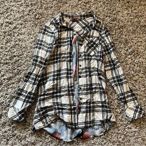 COPY - Isle by melis Kozan top • small • button up down shirt • plaid w/ detail…